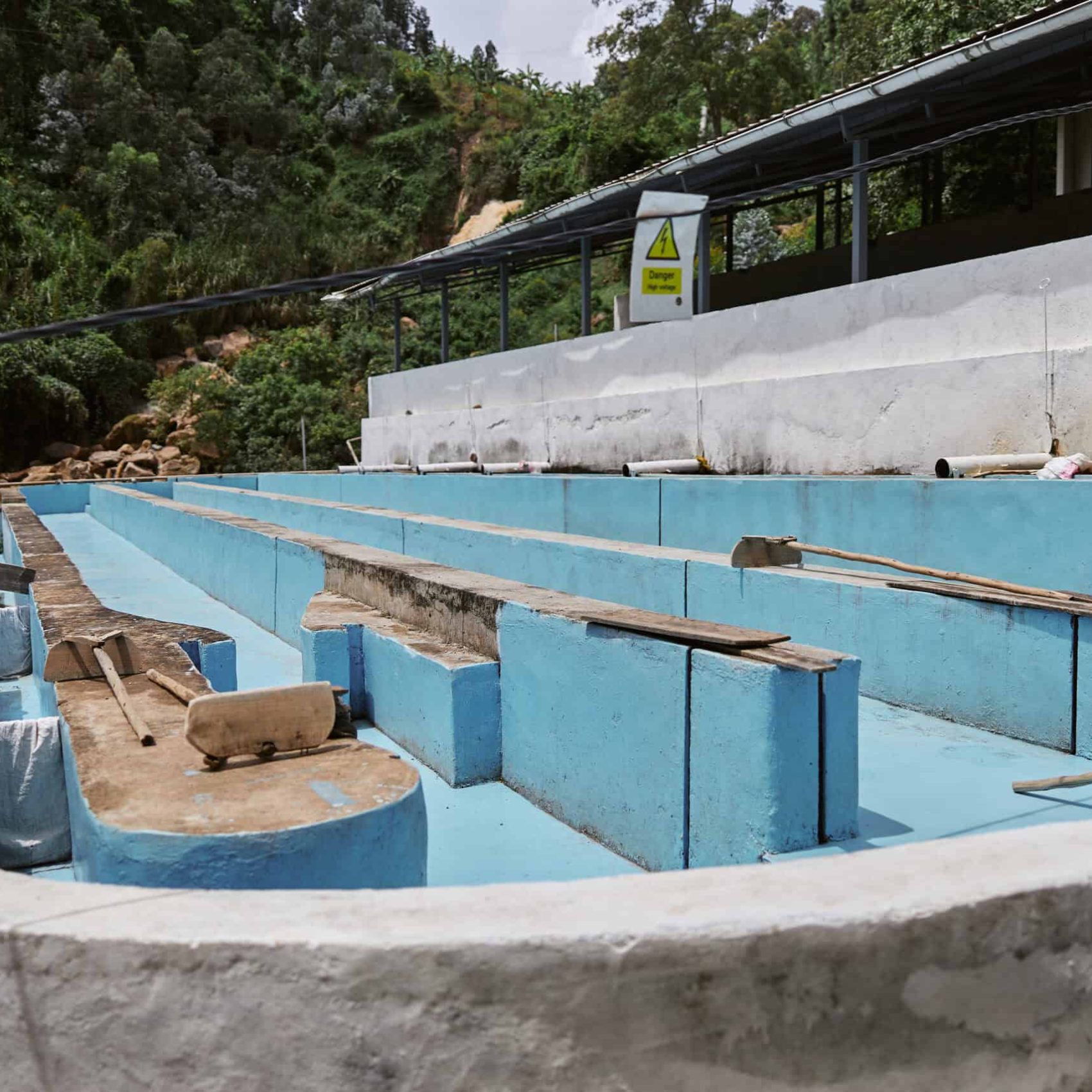 Commercial Pool Construction by Jms Pool Plaster Newly constructed swimming pool with blue plaster finish in progress.